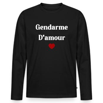 Gendarme d'amour - T-shirt manches longues Premium bio Homme - noir - Devant - Nico (187cm)