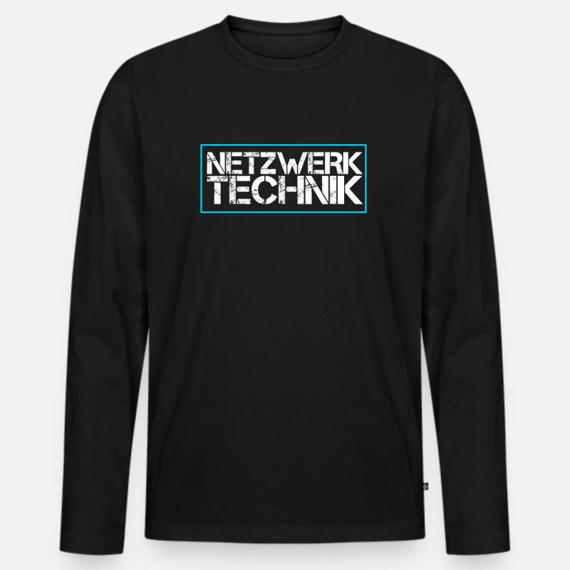 Netzwerk Technik - Männer Premium Bio Langarmshirt - Schwarz