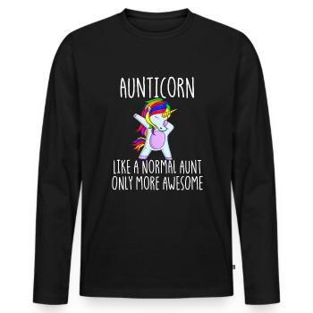 Aunticorn wie Tante nur gro�artig tupfende Tante T - Männer Premium Bio Langarmshirt - Schwarz - Vorne - Nico (187cm)