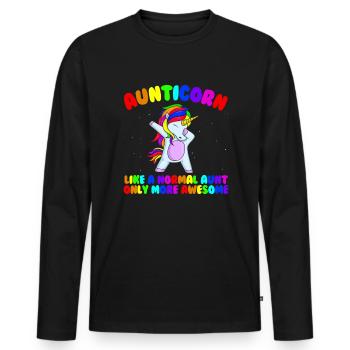Aunticorn wie Tante nur gro�artig tupfende Tante T - Männer Premium Bio Langarmshirt - Schwarz - Vorne - Nico (187cm)