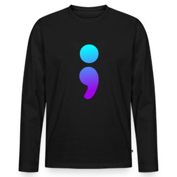 Semikolon Selbstmordbewusstsein Semi -Kolon -Selbs - Männer Premium Bio Langarmshirt - Schwarz - Vorne - Nico (187cm)