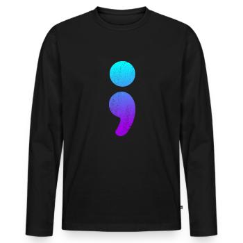 Semikolon Selbstmordbewusstsein Semi -Kolon -Selbs - Männer Premium Bio Langarmshirt - Schwarz - Vorne - Nico (187cm)