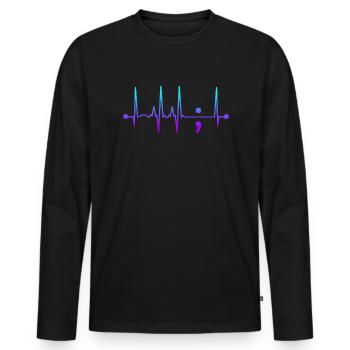 Semikolon Herz schlug Selbstmordbewusstsein Selbst - Männer Premium Bio Langarmshirt - Schwarz - Vorne - Nico (187cm)