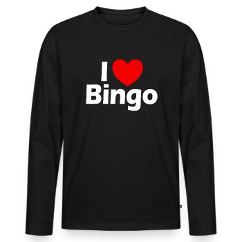 Ich liebe Bingo Red Heart Bingo Liebhaber Gl�ckssp - Männer Premium Bio Langarmshirt - Schwarz - Vorne - Nico (187cm)