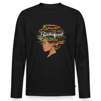 Schwarznificent juneteenth schwarzer Frau Blacknif - Männer Premium Bio Langarmshirt - Schwarz - Vorne - Nico (187cm)