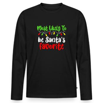 Am wahrscheinlichsten zu Weihnachten Santas Liebli - Männer Premium Bio Langarmshirt - Schwarz - Vorne - Nico (187cm)