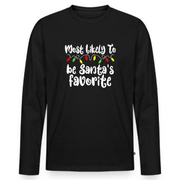Am wahrscheinlichsten zu Weihnachten Santas Liebli - Männer Premium Bio Langarmshirt - Schwarz - Vorne - Nico (187cm)