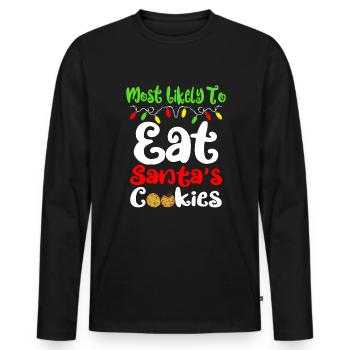 H�chstwahrscheinlich Weihnachten essen Santas -Kek - Männer Premium Bio Langarmshirt - Schwarz - Vorne - Nico (187cm)