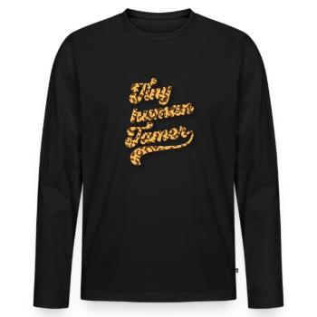 Tiny Human Tamer Cheetah Print Drucken Kindertages - Männer Premium Bio Langarmshirt - Schwarz - Vorne - Nico (187cm)