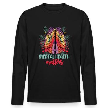 Psychische Gesundheit Angelegenheiten Gehirnkunst - Männer Premium Bio Langarmshirt - Schwarz - Vorne - Nico (187cm)