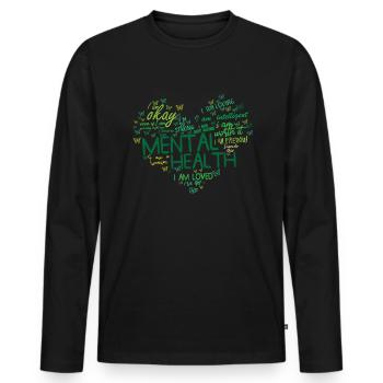 Psychische Gesundheit Herz Wort Wolke psychische G - Männer Premium Bio Langarmshirt - Schwarz - Vorne - Nico (187cm)