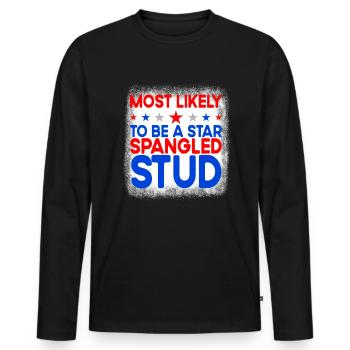 H�chstwahrscheinlich ein Star Spangled Stud 4. Jul - Männer Premium Bio Langarmshirt - Schwarz - Vorne - Nico (187cm)