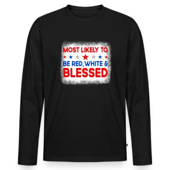 Am wahrscheinlichsten rot wei� gesegnet am 4. Juli - Männer Premium Bio Langarmshirt - Schwarz - Vorne - Nico (187cm)