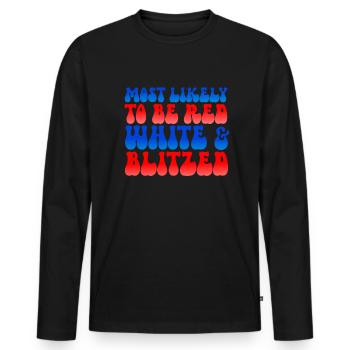 Am wahrscheinlichsten, dass rot wei� blitzend am 4 - Männer Premium Bio Langarmshirt - Schwarz - Vorne - Nico (187cm)