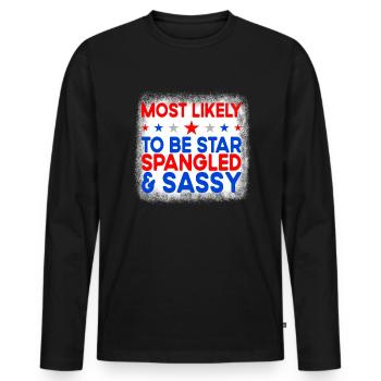 Am wahrscheinlichsten ist der Star am 4. Juli mit - Männer Premium Bio Langarmshirt - Schwarz - Vorne - Nico (187cm)