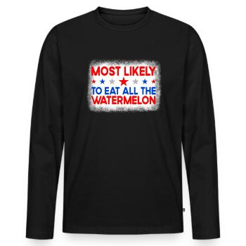 Es ist h�chstwahrscheinlich die gesamte Wassermelo - Männer Premium Bio Langarmshirt - Schwarz - Vorne - Nico (187cm)