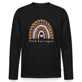 Lehren Sie Love Inspire Bohemian Rainbow Boho Teac - Männer Premium Bio Langarmshirt - Schwarz - Vorne - Nico (187cm)