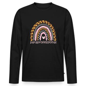 Paraprofessional Bohemian Rainbow Paraprofessional - Männer Premium Bio Langarmshirt - Schwarz - Vorne - Nico (187cm)