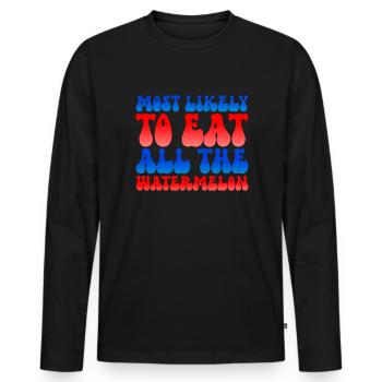 Es ist h�chstwahrscheinlich die gesamte Wassermelo - Männer Premium Bio Langarmshirt - Schwarz - Vorne - Nico (187cm)