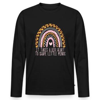 Es braucht ein gro�es Herz, um die Kindertagesst�t - Männer Premium Bio Langarmshirt - Schwarz - Vorne - Nico (187cm)