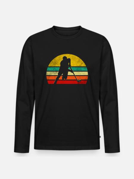 Unihockey - Männer Premium Bio Langarmshirt - Schwarz