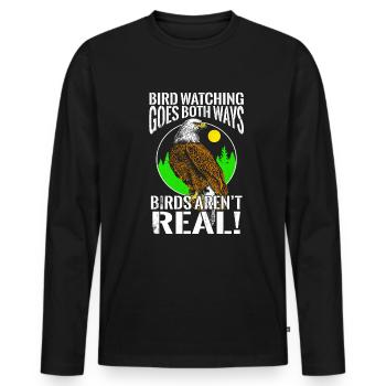 Vogelbeobachung geht in beide Richtungen, wie V�ge - Männer Premium Bio Langarmshirt - Schwarz - Vorne - Nico (187cm)