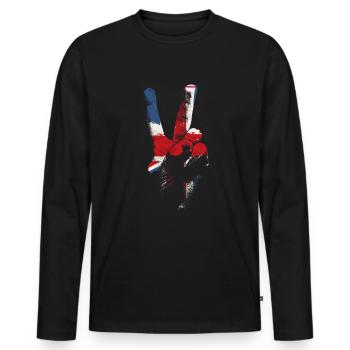 Gro�britannien Flagge Friedenszeichen Hand Frieden - Männer Premium Bio Langarmshirt - Schwarz - Vorne - Nico (187cm)