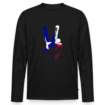 Texas State Flagge Friedenszeichen Hand Texas - Männer Premium Bio Langarmshirt - Schwarz - Vorne - Nico (187cm)