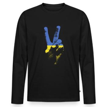 Ukraine Flagge Friedenszeichen Hand stolze ukranis - Männer Premium Bio Langarmshirt - Schwarz - Vorne - Nico (187cm)