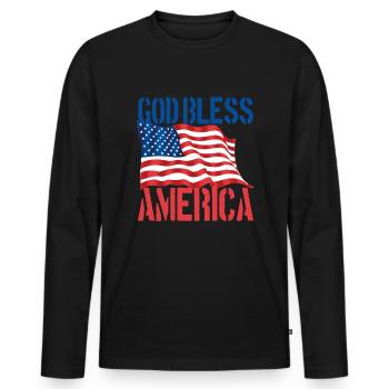 Gott segne America USA Flagge patriotische 4. Juli - Männer Premium Bio Langarmshirt - Schwarz - Vorne - Nico (187cm)