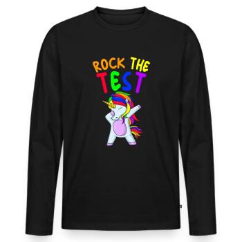 Rock den Test Einhornlehrer STAAR Testtag - Männer Premium Bio Langarmshirt - Schwarz - Vorne - Nico (187cm)
