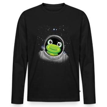 Frosch Astronaut Raum Astronomie Kinder AstronautF - Männer Premium Bio Langarmshirt - Schwarz - Vorne - Nico (187cm)
