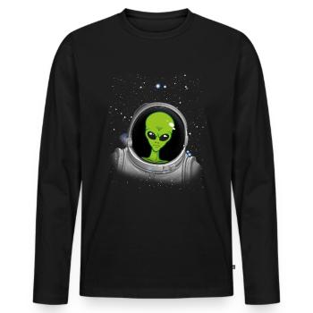 Alien Astronaut Alien UFO Verschw�rung Astronaut - Männer Premium Bio Langarmshirt - Schwarz - Vorne - Nico (187cm)