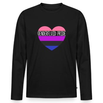 Genderfluid Pride Flag Heart LGBTQ Geschlechtsfl�s - Männer Premium Bio Langarmshirt - Schwarz - Vorne - Nico (187cm)