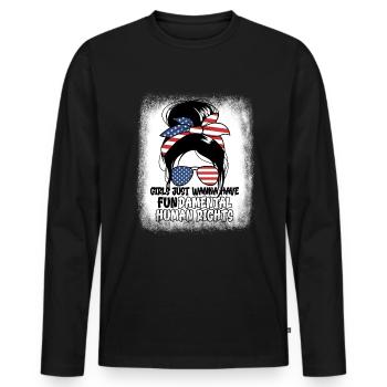 M�dchen wollen nur grundlegende Menschenrechte hab - Männer Premium Bio Langarmshirt - Schwarz - Vorne - Nico (187cm)