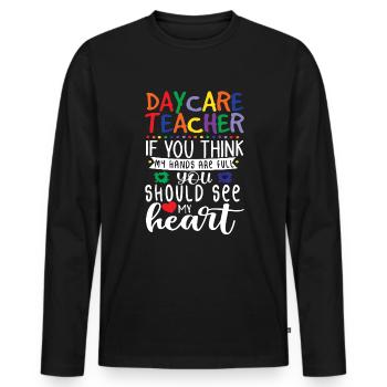 Kindertagesstammlehrer Geschenk Zitat Netter Kinde - Männer Premium Bio Langarmshirt - Schwarz - Vorne - Nico (187cm)