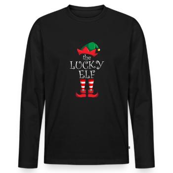Lucky Elf Matching Family Christmas Party Lucky Lu - Männer Premium Bio Langarmshirt - Schwarz - Vorne - Nico (187cm)