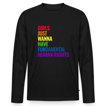 M�dchen wollen nur grundlegende Menschenrechte hab - Männer Premium Bio Langarmshirt - Schwarz - Vorne - Nico (187cm)