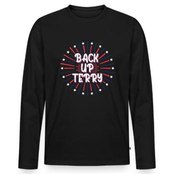 Back Up Terry setzte es umgekehrt am 4. Juli einwi - Männer Premium Bio Langarmshirt - Schwarz - Vorne - Nico (187cm)