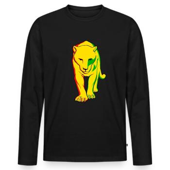 Juneteenth Panther Black History Month Juneteenth - Männer Premium Bio Langarmshirt - Schwarz - Vorne - Nico (187cm)