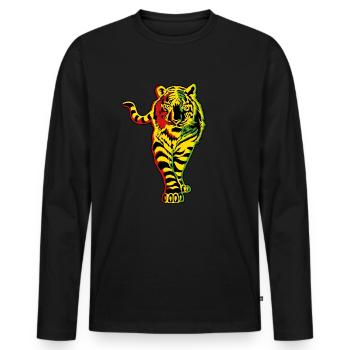 Juneteenth Tiger Black History Month Juneteenth - Männer Premium Bio Langarmshirt - Schwarz - Vorne - Nico (187cm)