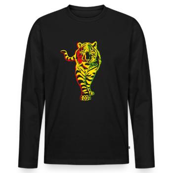 Juneteenth Tiger Black History Month Juneteenth - Männer Premium Bio Langarmshirt - Schwarz - Vorne - Nico (187cm)