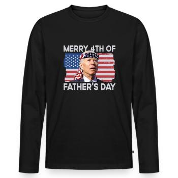 Frohe 4. des Vatertags verwirrte Biden 4. Juli - Männer Premium Bio Langarmshirt - Schwarz - Vorne - Nico (187cm)