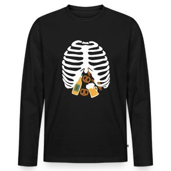 Oktober fest RIB CAGE Skelett lustiges Skelett - Männer Premium Bio Langarmshirt - Schwarz - Vorne - Nico (187cm)