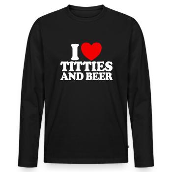 Ich liebe Titten und Bier lustige M�nner Ich liebe - Männer Premium Bio Langarmshirt - Schwarz - Vorne - Nico (187cm)