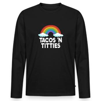 Tacos n Titties Rainbow Lesbian Funny LGBT - Männer Premium Bio Langarmshirt - Schwarz - Vorne - Nico (187cm)