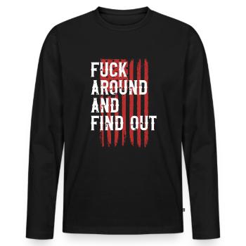 Fick herum und finde die amerikanische Flagge 4. J - Männer Premium Bio Langarmshirt - Schwarz - Vorne - Nico (187cm)