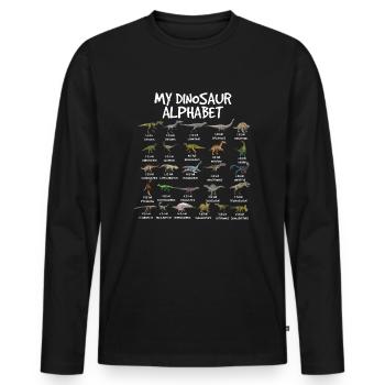 Mein Dinosaurier Alphabet zur�ck in die Schule Din - Männer Premium Bio Langarmshirt - Schwarz - Vorne - Nico (187cm)