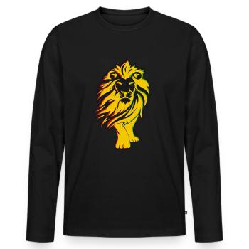 Juneteenth Lion Black History Month Juneteenth - Männer Premium Bio Langarmshirt - Schwarz - Vorne - Nico (187cm)