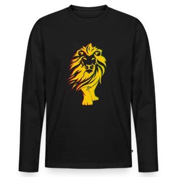 Juneteenth Lion Black History Month Juneteenth - Männer Premium Bio Langarmshirt - Schwarz - Vorne - Nico (187cm)